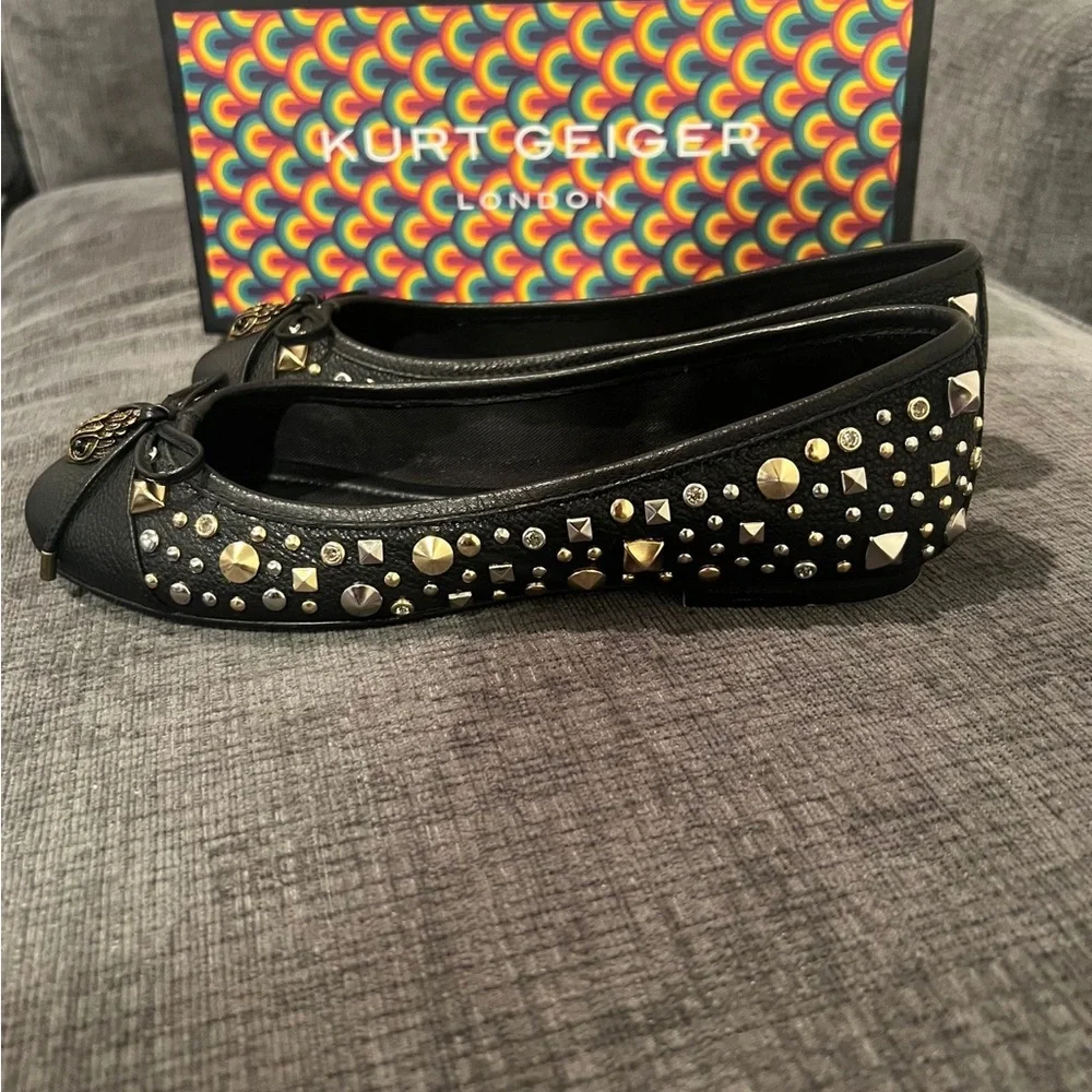 Kurt Geiger London Eagle Ballerina black slip in flats Size 7.5 Us - Picture 4 of 9